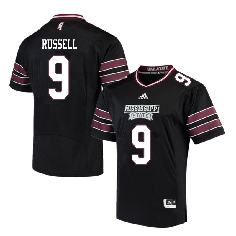 Men #9 De'Monte Russell Mississippi State Bulldogs College Football Jerseys Sale-Black